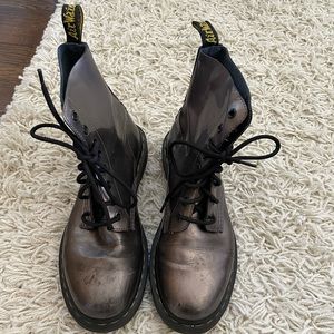 Size 8 Metallic Purple/Silver Doc Martens Lace Up Boots